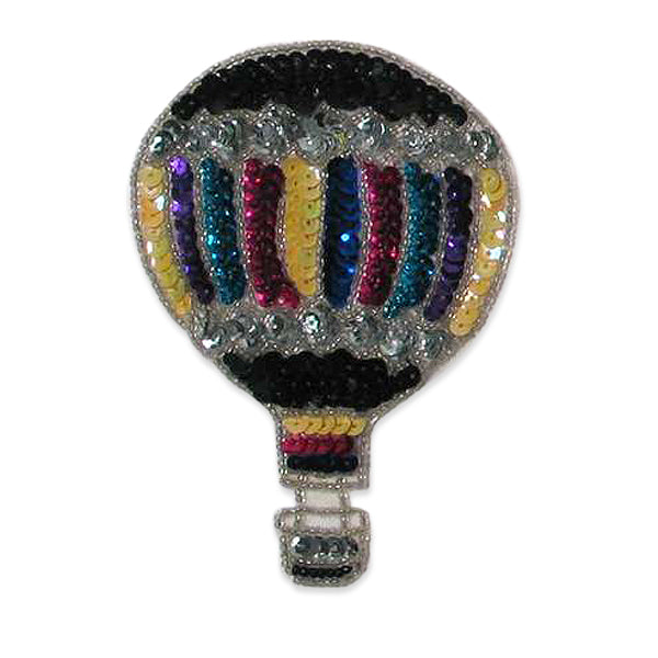 4 3/4" x 3 1/4" Hot Air Balloon Sequin Applique/Patch - Multi Colors Sequin & Beaded Appliques