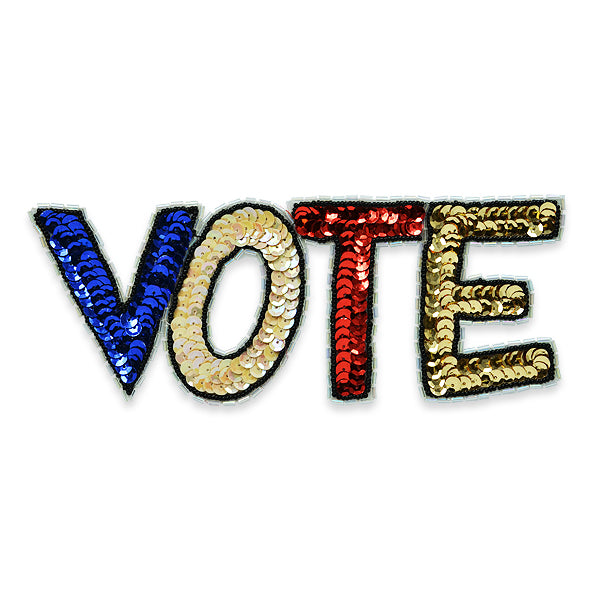 Vote Sequin Applique/Patch - Multi Colors Sequin & Beaded Appliques