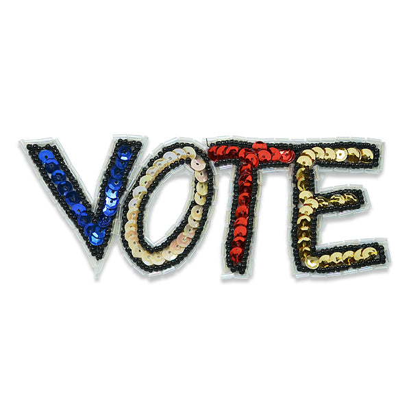 Vote Sequin Applique/Patch - SM357S - Multi Colors Sequin & Beaded Appliques