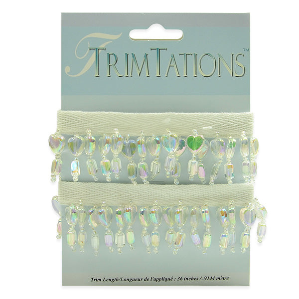 Heart Fringe Trim 36" Pack - Crystal Aurora Borealis Trims & Fringes