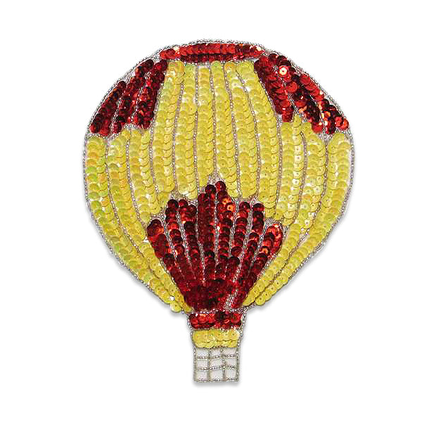 Beaded Sequin Hot Air Balloon Applique/Patch Large - Multi Colors Sequin & Beaded Appliques