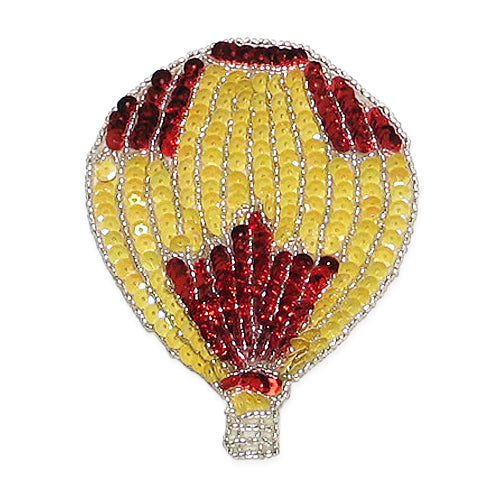 4" x 3" Hot Air Balloon Sequin Applique/Patch - Multi Colors Sequin & Beaded Appliques