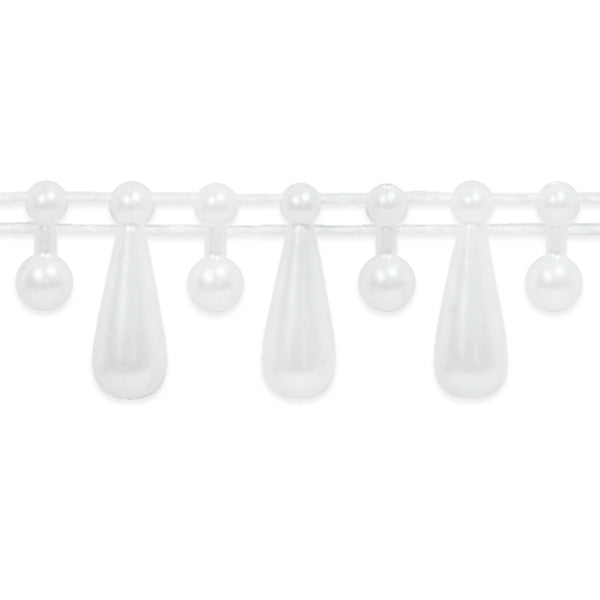Teardrop Pearl Trim Pack of 72" x 1/2" - White Trims & Fringes