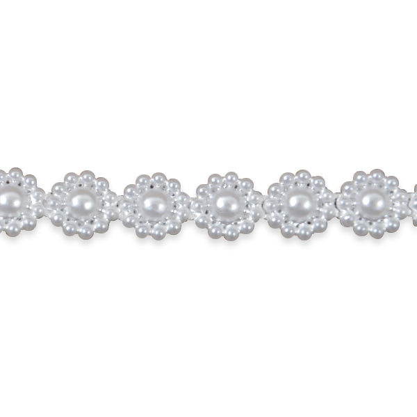 Daisy Pearl Trim Pack of 72" - White Trims & Fringes