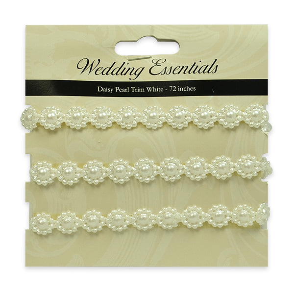 Daisy Pearl Trim Pack of 72" - White Trims & Fringes