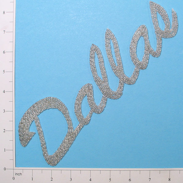 9 1/2" x 2 3/4" Dallas Beaded Applique/Patch Silver Sequin & Beaded Appliques