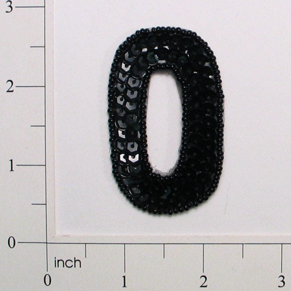 Number 0 Sequin Applique/Patch Balck - Black Sequin & Beaded Appliques