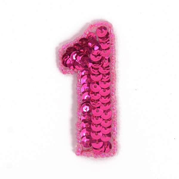Number 1 Sequin Applique/Patch - Fuchsia Sequin & Beaded Appliques