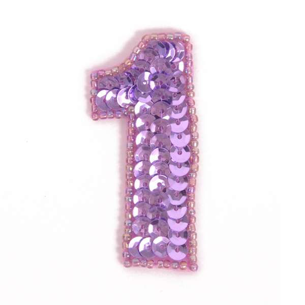 Number 1 Sequin Applique - Lavender Sequin & Beaded Appliques