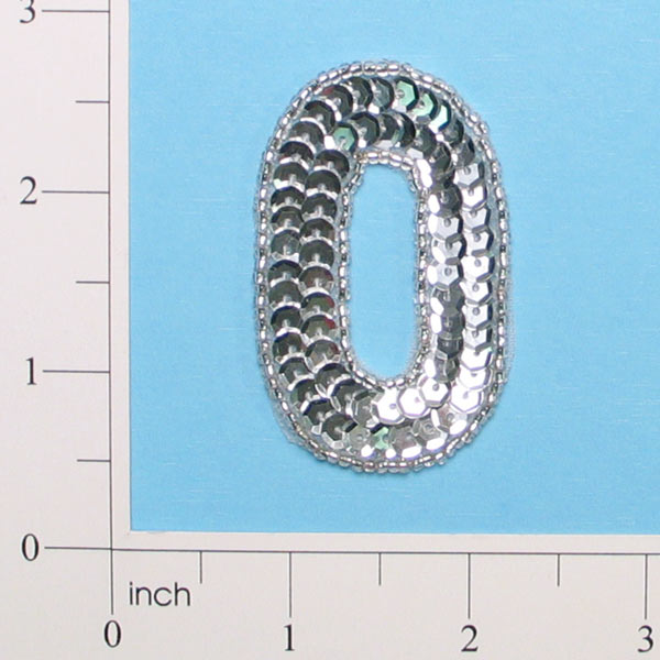 Number 0 Sequin Applique/Patch Sslver - Silver Sequin & Beaded Appliques
