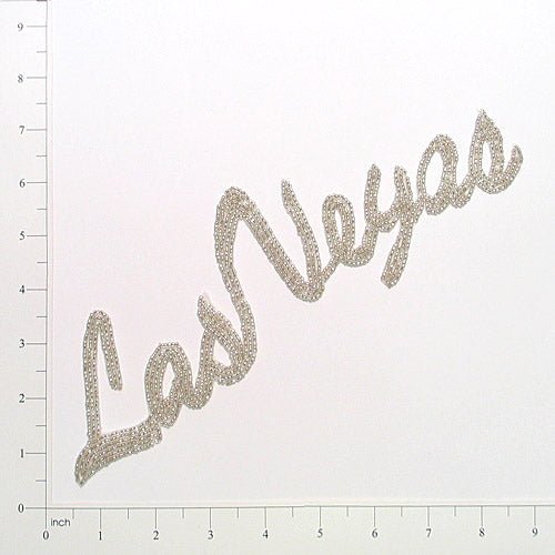 10 1/2" x 2 1/2" Las Vegas Beaded Applique/Patch - Silver Sequin & Beaded Appliques