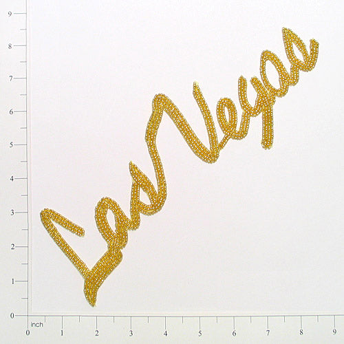 10 1/2" x 2 1/2" Las Vegas Beaded Applique/Patch - Gold Sequin & Beaded Appliques