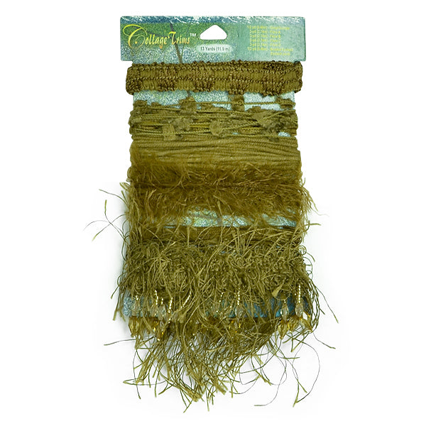 Collage Trim Assortment Camel Eyelash, Hairy Gimp, Fiber Trims & Fringes