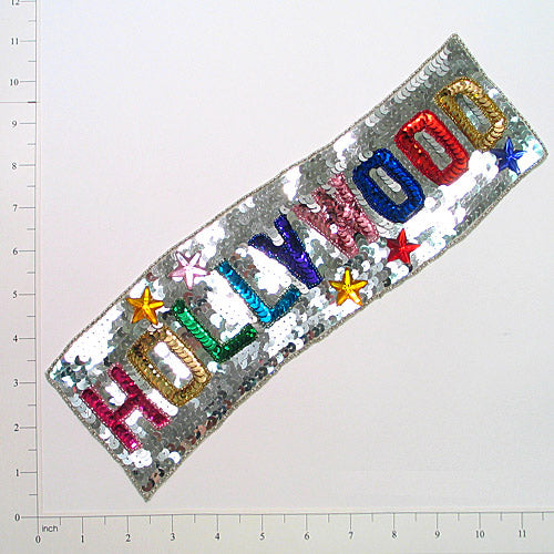 Hollywood Sequin Applique/Patch 12 1/2" x 3 1/2" - Multi Colors Sequin & Beaded Appliques