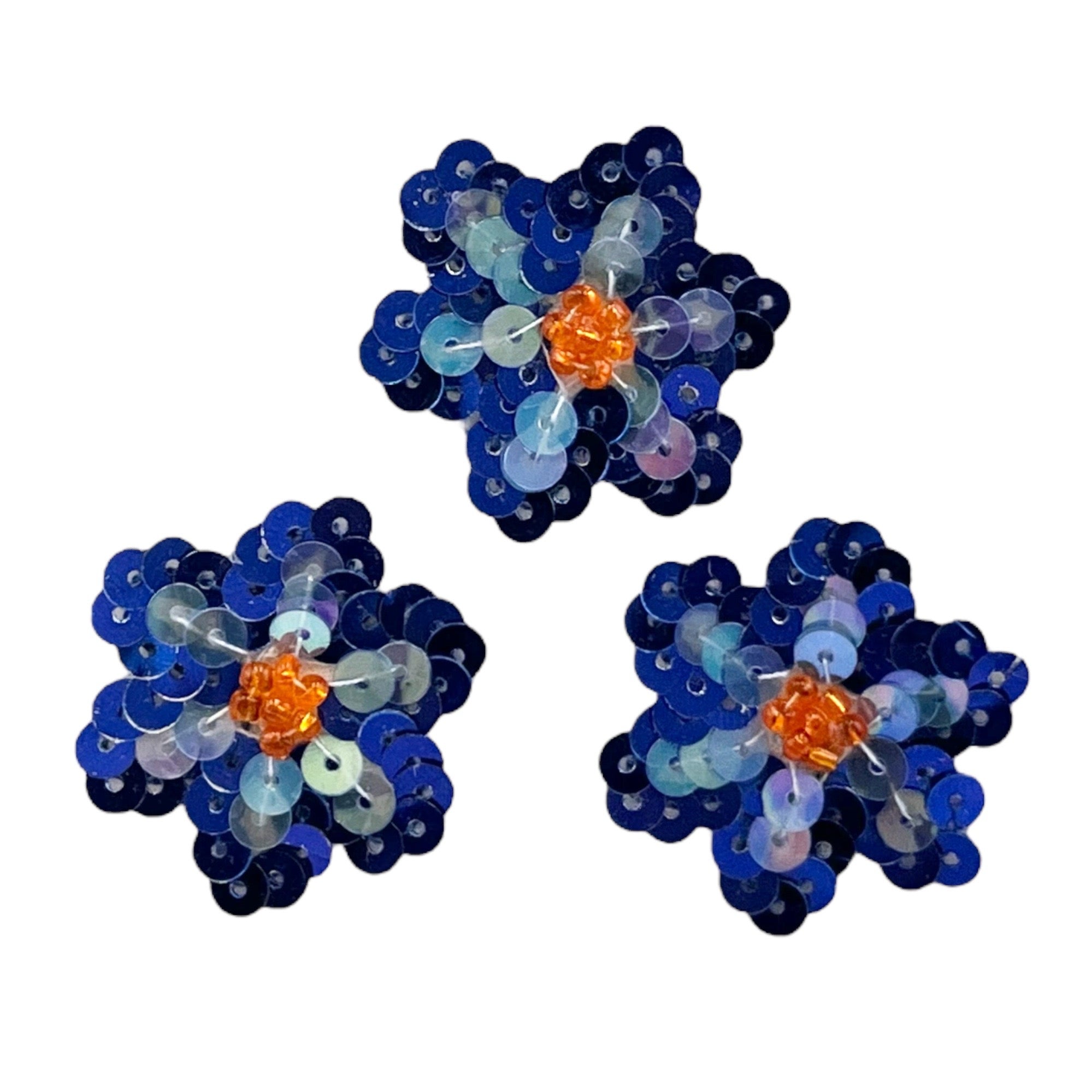 Daisy Sequin Applique/Patch Pack of 3 Blue Appliques