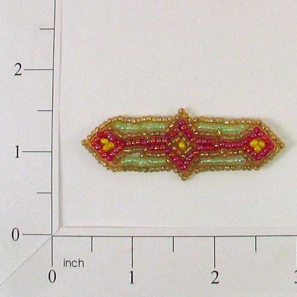 2 1/2" x 3/4" Adobe Sun Pointed Strip Applique/Patch - Multi Colors Sequin & Beaded Appliques