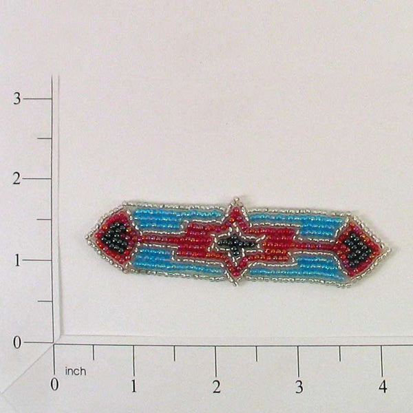 3 3/4" x 1" Rio Rancho Pointed Strip Applique/Patch - Multi Colors Sequin & Beaded Appliques