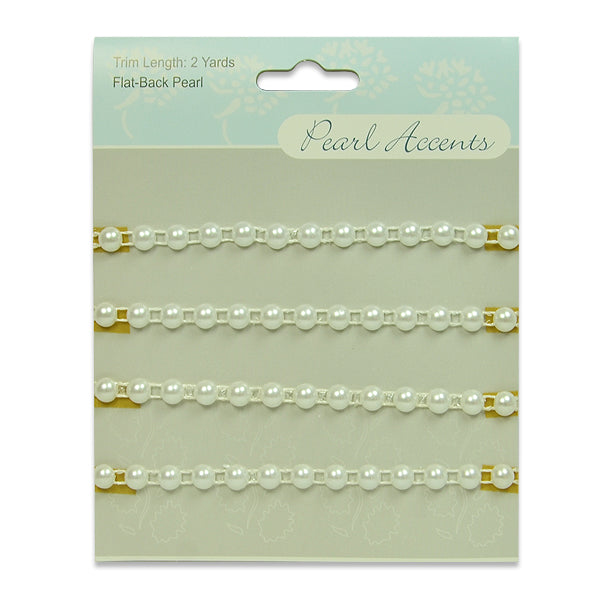 Flat Back Pearl Trim Pack of 72" - White Trims & Fringes