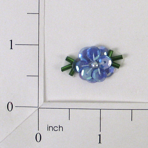 Tiny Flower Sequin Applique/Patch Pack of 10 Blue Sequin & Beaded Appliques
