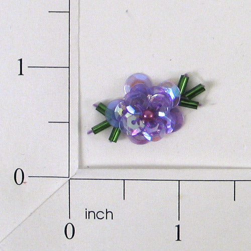 Tiny Flower Sequin Applique/Patch Pack of 10 Purple Sequin & Beaded Appliques