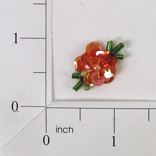Tiny Flower Sequin Applique/Patch Pack of 10 Orange Sequin & Beaded Appliques