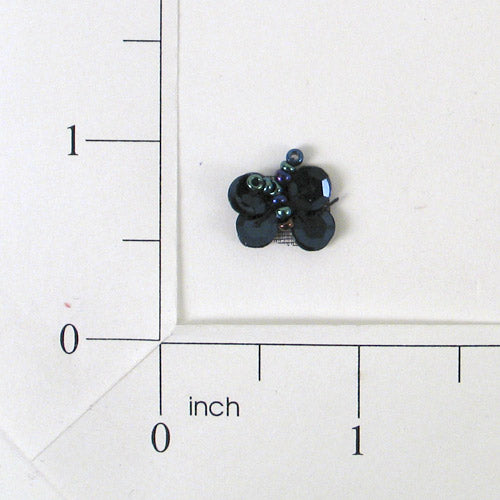 Butterfly Sequin and Bead Applique/Patch Pack of 10 Navy Blue Sequin & Beaded Appliques