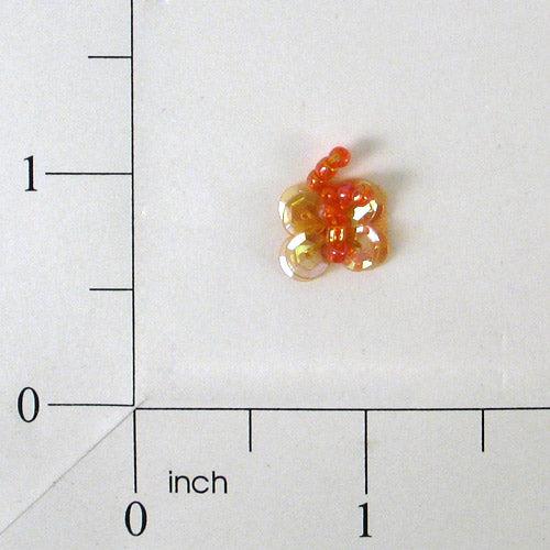 Butterfly Sequin and Bead Applique/Patch Pack of 10 Orange Sequin & Beaded Appliques