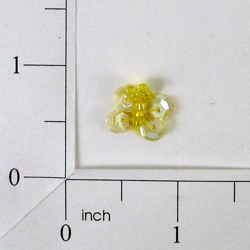 Butterfly Sequin and Bead Applique/Patch Pack of 10 Yellow Sequin & Beaded Appliques