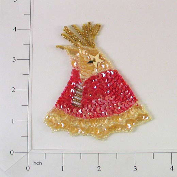 Rio Rancho Tepee Applique/Patch - Multi Colors Sequin & Beaded Appliques