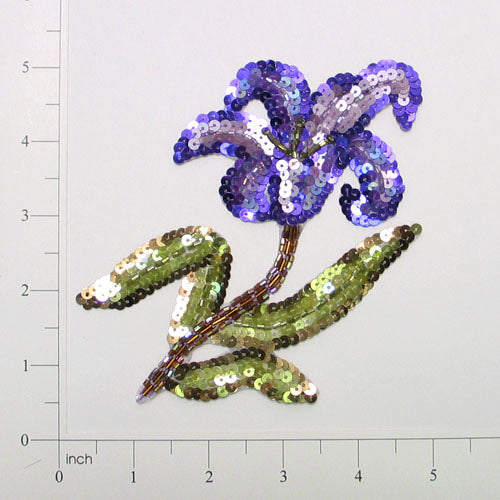 Daylily Sequin Applique/Patch Purple Sequin & Beaded Appliques