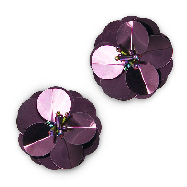 Cluster Flower Sequin Applique/Patch 2 Pack 1 1/2" Burgundy Sequin & Beaded Appliques