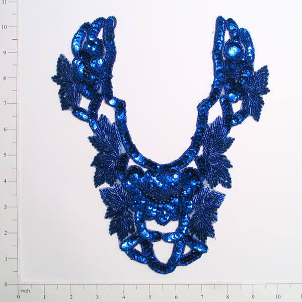 Imperial Sequin Collar Applique 10 1/4" x 8 1/4" Royal Blue Sequin & Beaded Appliques