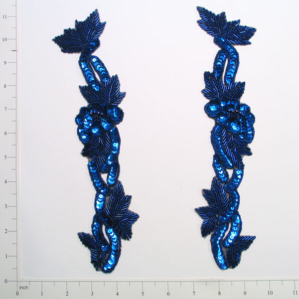 Imperial Flower Sequin Applique/Patch Pack of 2 Royal Blue Sequin & Beaded Appliques