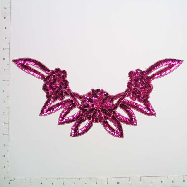 Ariel Sequin Applique/Patch Fuchsia Sequin & Beaded Appliques