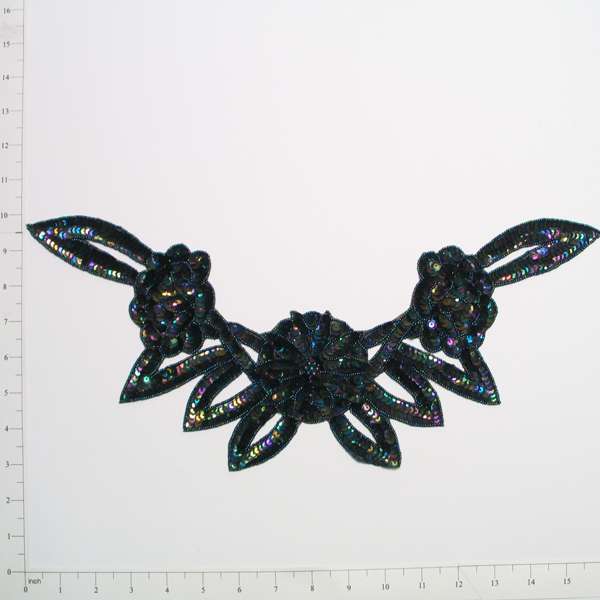 Ariel Sequin Applique/Patch Black Sequin & Beaded Appliques