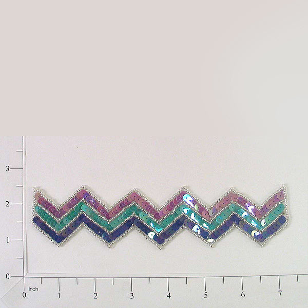 Southwestern Chevron Sequin Applique/Patch - Multi Colors Sequin & Beaded Appliques