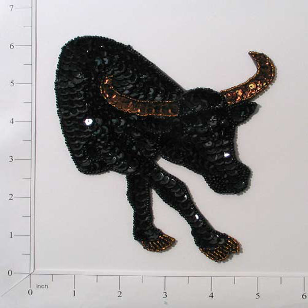 Steer Sequin Applique/Patch - Black Multi Sequin & Beaded Appliques