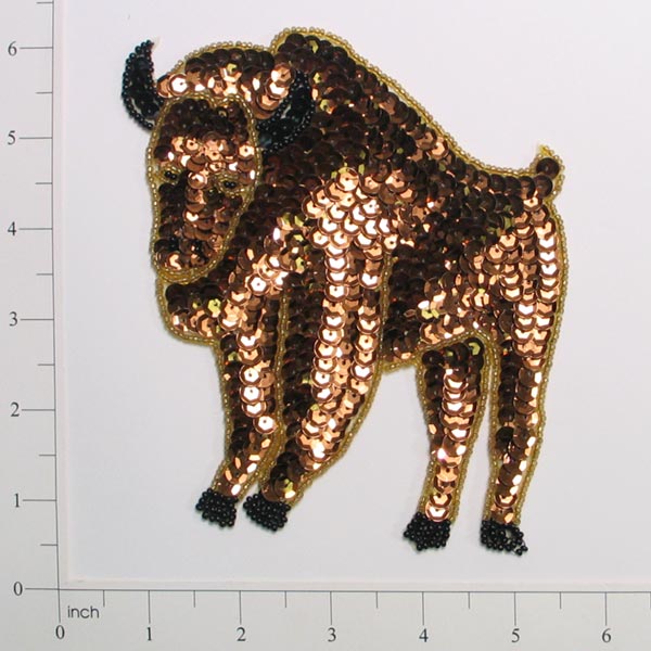 Cow Sequin Applique - Bronze Sequin & Beaded Appliques