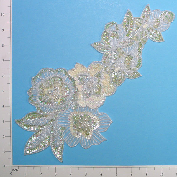 13 1/4" x 6 1/4" Multi Flower Sequin Applique Pack of 2 Sequin & Beaded Appliques