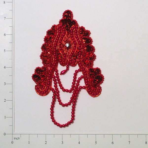 Oriental Sequin Applique/Patch Red Sequin & Beaded Appliques