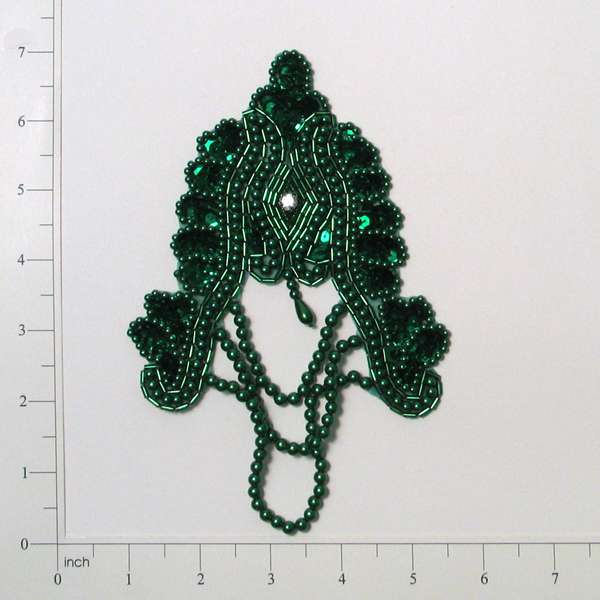Oriental Sequin Applique/Patch Kelly Green Sequin & Beaded Appliques