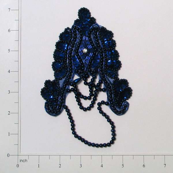 Oriental Sequin Applique/Patch Royal Blue Sequin & Beaded Appliques