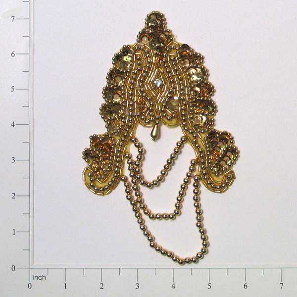 Oriental Sequin Applique/Patch Gold Sequin & Beaded Appliques