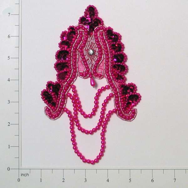 Oriental Sequin Applique/Patch Fuchsia Sequin & Beaded Appliques