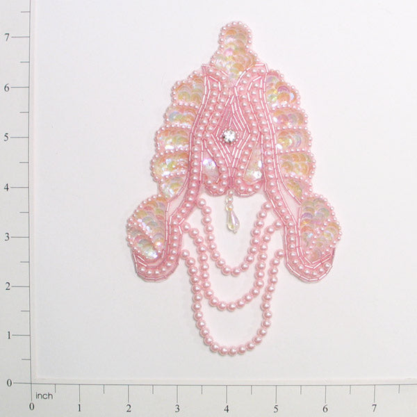 Oriental Sequin Applique/Patch Light Pink Sequin & Beaded Appliques