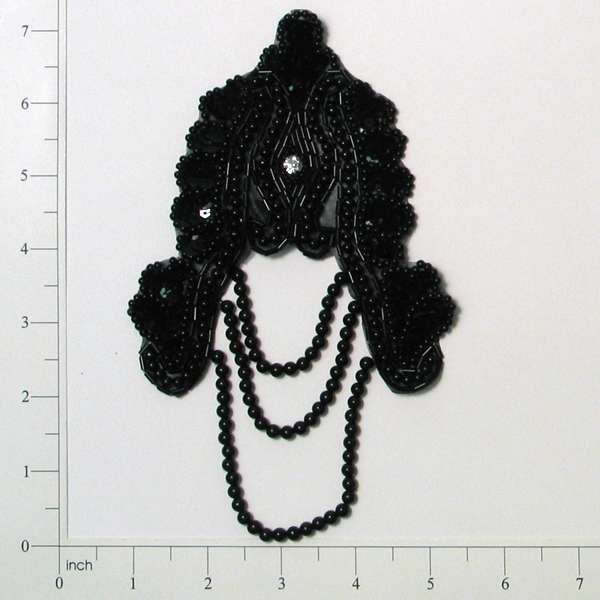 Oriental Sequin Applique/Patch Black Sequin & Beaded Appliques