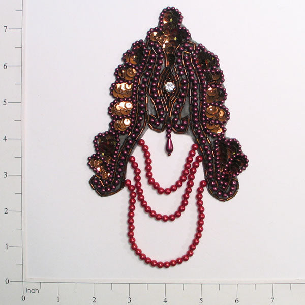 Oriental Sequin Applique/Patch Bronze Sequin & Beaded Appliques