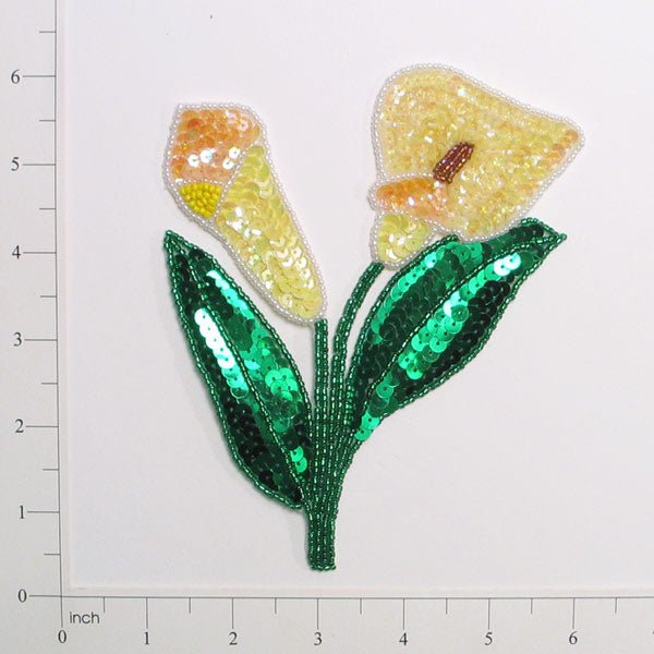 Lillies Sequin Applique - Multi Colors Sequin & Beaded Appliques