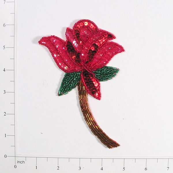 Rose Sequin Beaded Applique/Patch Red Sequin & Beaded Appliques