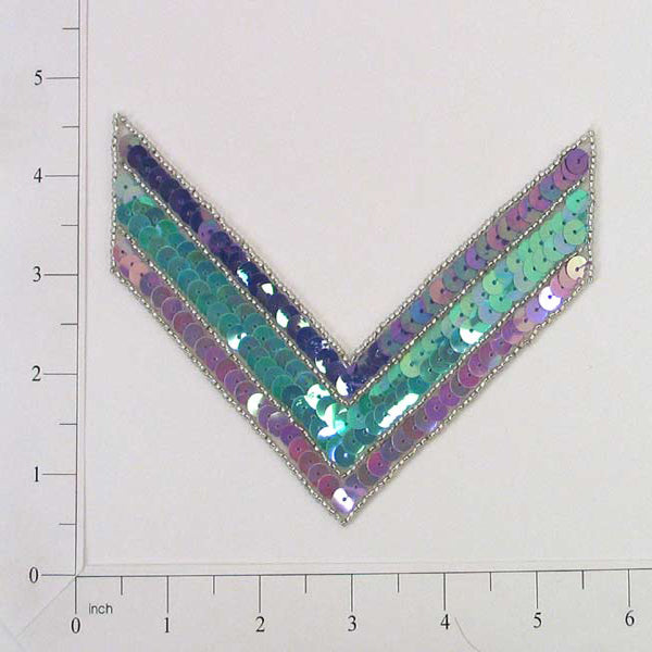 5" x 4" Chevron Sequin Applique/Patch - Multi Colors Sequin & Beaded Appliques